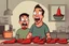 Placeholder: a man eating the strongest chili pepper in the world and screams in pain and cries, cartoon style