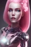 Placeholder: cyborg, pink hair, perfekt eyes, smile, real, dream lights