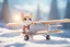 Placeholder: cute chibi anime frightened cat, crashed airplane in the snowy mountains in sunshine, ethereal, cinematic postprocessing, bokeh, dof