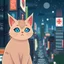 Placeholder: Cat hair emo , cyber eyes , Tokyo city night view wallpaper , cartoon