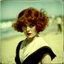 Placeholder: Clara bow on the beach, in the wind, autochrome