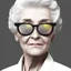 Placeholder: older lady with grey curls and sunglasses