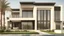 Placeholder: Description of a modern Emirati style villa: Located on a magnificent piece of land in the heart of the Emirates, our villa embodies the finesse of design and detailing that promises a luxurious residential experience. This two-story villa, with its elegant and contemporary spaces, stands out. The exterior walls of the villa are made of black and white stones, adding an elegant and luxurious touch to the design. This combination of black and white stones creates a beautiful contrast, highlight