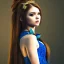 Placeholder: sourceress girl, beautiful, model, blue intricate lace dress, elf like, hands in her hairs, holding a wand, high definition, cinematic, avatar