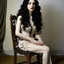 Placeholder: Breathtaking arab 30 years old woman with pale skin she is sitting on an old chair and has a tiny tanktop from the waist up, she has long black curly hair, petite figure, wide hips, prominent nose, thick lips, she has just been slapped around, by Egon Schiele, gustave dore, david mann, retro vintage style, hd photography, hyperrealism, graphite pencil drawing, realistic, natural, b&w illustration, fine art, beautiful watercolor painting, realistic, detailed, by olga shvartsur, svetlana novikova