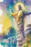 Placeholder: Rio de Janeiro with the Christ Statue watercolor and ink, intricate details, fantasy, beautiful, award winning, colorful, fantastic view, crisp quality, in sunshine