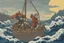 Placeholder: digital painting of the odyssey quest with the mythos cyclops by homer, in the style of hokusai and van gogh