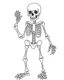 Placeholder: outline art for halloween coloring pages for kids with cartoon cute happy skeleton , white background, Sketch style, full body, only use outline, clean line art, white background, no shadows and clear and well outlined, coloring page for kids,