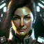 Placeholder: beautiful female captain, high tech, sci fi, brown eyes