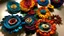 Placeholder: Flowers made out of Navajo yarn painted by Zhang Lu