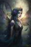 Placeholder: Blue hair , , dark Fairy wings Purple hair,water lilies,dark fairy princess,nymph,elven crown,dragonflies,tiara,,gothic,glitter,rapunzel hair, very long hair, sparkle