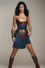 Placeholder: full body image, 1980's yearbook photo, teenage girl, Gina Carano as Wonder Woman, 18 years old, black hair, 80's hairstyle, photorealistic, --ar 9:16 --style raw,