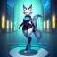 Placeholder: A fox fursona, Furry art, Digital art, cyberpunk, High quality, Backlighting, female, anthropomorphic, full body portrait, 8k resolution, fox tail, Realistic, high quality, great details, within portrait, masterpiece, best quality, cinematic lighting, detailed outfit, vibrant colors, perfect eyes, furry, human body, robotic arm, sfw, robotic, in the style of titanfall2