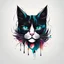 Placeholder: modern abstract vivid color tattoo ideas, simple minimalistic illustration on a pure white background < "The head of a black cat.">