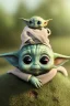 Placeholder: William Vaughan photorealistic photography, chibi astronaut on baby yoda