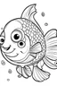 Placeholder: coloring page for kids, fish, cartoon style, thick outline, low details, no shading, no color