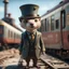 Placeholder: old train that looks like a weasel conductor wearing monocle, in the style of a fallout 4,bokeh like f/0.8, tilt-shift lens 8k, high detail, smooth render, down-light, unreal engine, prize winning