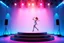 Placeholder: A 3D recursive structure modern stage with a pretty lady in modern clothing dancing,animating background stage