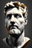 Placeholder: Ultra Realistic image, Roman sculpture bust, clean white marble material, Lionel Messi, gold Laurel leaves crown, renaissance ornaments, one gold star, gradient background, cinematic lighting, god light, 4k resolution, smooth details, ornate details, soft lighting, unreal engine 5, art station, substance 3d.