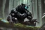 Placeholder: Shadow symbiote in 8k realistic anime drawing style, bear them, neon ice power, dark forest, highly detailed, high details, detailed portrait, masterpiece,ultra detailed, ultra quality