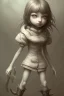 Placeholder: cute girl and litlle monster, Style John Kenn Mortensen,