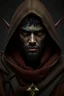 Placeholder: Portrait of a dark elf dark skin male hooded