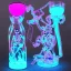 Placeholder: Futuristic Neon crystal skeleton samurai smoke glass fire water