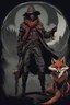 Placeholder: mysterius hunter with fox's mask like bloodborne style