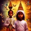 Placeholder: photo, Ethiopian Orthodox child wizard, mushrooms, butterflies