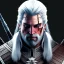 Placeholder: Geralt of Rivia, traditional japanese brush stroke style