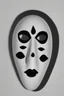 Placeholder: a black and white photograph in the style of man ray, the photograph is of a scary ghost mask