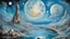 Placeholder: the giant shiny Moon on the sky, atars and glitters on the sky, etheral, mystic art, blue, silver, black colors, ethereal fantasy hyperdetailed mist style by dali, bosch, kandinsky