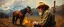 Placeholder: master oil painting by Rembrandt, klondyke gold digger cowboy
