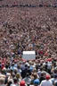 Placeholder: hundreds of people kneeling in front of donald trump