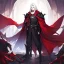 Placeholder: Vampire knight, young man, handsome, long white hair, black full plate armor, red cape