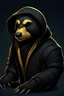 Placeholder: regal looking cyber honey badger wearing a black hoodie