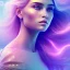 Placeholder: A portrait very beautiful woman , longs hairs, elegant, atmospheric, realistic, cinematic lighting, pink blue light, 8k, galactic atmosphere, flowers