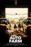 Placeholder: Design an early 2000s-style romantic comedy movie poster titled 'Auto Farm.' Create a whimsical, low-resolution 'CCTV footage' using an old 80s Sony camera. Depict a quirky, clandestine garage where humorous and unexpected events unfold. Surround the scene with charming, mud-splattered Land Rovers, while playful sheep with human arms and mischievous expressions roam around. Add a light-hearted atmosphere with soft shadows and a sense of romantic adventure. Include elements like heart-shaped tool