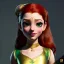 Placeholder: Alladin cartoon style, hyper detailed, strikingly beautiful young female, 8 years old, long ponytail, ginger hair, green eyes, medium freckles, full lips, micro top, black leather armour, full body, full face, tiny breasts, full frame, athletic, centered camera, ignore NSFW