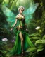 Placeholder: Full body Gorgeous Digital Photography Realistic full dress steampunk classic pixie flowers with a resemblance to Beautiful girl Tinkerbell, beauty sharp contrast colors,jungles background,digital fantasy art