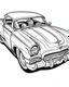 Placeholder: 1955 Chevy Bel Air Coloring Book, white background, kawaii style cartoon coloring page for kids, cartoon style, clean line art high detailed, no background, white, black, coloring book, sketchbook, realistic sketch, free lines, on paper, character sheet, 8k