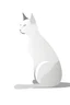 Placeholder: create white background A minimalist, design with a vintage twist, featuring a sleek and stylized cat silhouette against a faded, bright.