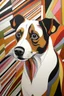 Placeholder: Jack Russell in the style of Bridget Riley