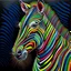 Placeholder: striking conceptual Op Art masterpiece by Heimo Zobernig, featuring intricate manipulation of vivid colorful stroke width and spacing to create a mesmerizing optical illusion of distorted vertical stripes. These stripes evoke a sense of depth and volume, serving as a captivating backdrop for the enigmatic, dark-fantasy inspired colorful zebra's head. The zebra head is rendered with a compelling blend of 3D rendering, photorealism, and painterly technique, exuding an air of