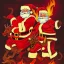 Placeholder: Santa Claus and fire demon, The Devil, christmas card art