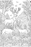 Placeholder: coloring page, woodland retreat, Enchanted Woodland Creatures, full view, realistic, coloring page, only draw lines, coloring book, clean line art, –no sketch, color, –ar 3:4, white background, minimalistic black lines, minimal black color, low level black colors, coloring page, avoid thick black colors, thin black line art, avoid colors, perfect shape, perfect clear lines,