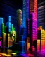 Placeholder: Tetris 3d background with skyscrapers in the back