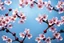 Placeholder: fantastic light pin blue background with three rows of four evenly spaced cherry blossoms