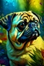 Placeholder: Generate a photorealistic 8K image blending the fantasy elements of a pug with the enchantment inspired by Van Gogh's distinctive art style.