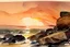 Placeholder: Sunset, rocks, mountains, rocky land, epic, winslow homer watercolor paintings